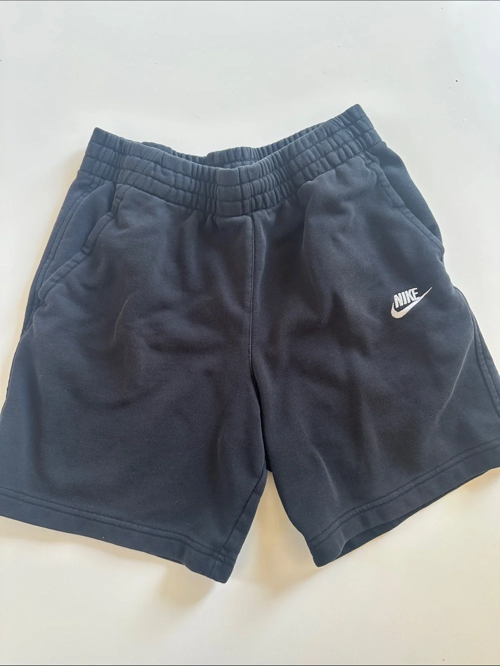 Nike Black Kids Fleece Shorts with White Swoosh